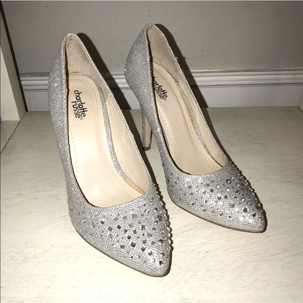 Silver Glitter High Heels Size US 7